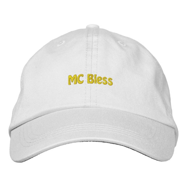 Bordada Gorra Blanca Elegante y con Estilo MC Bless Deseos (Anverso)