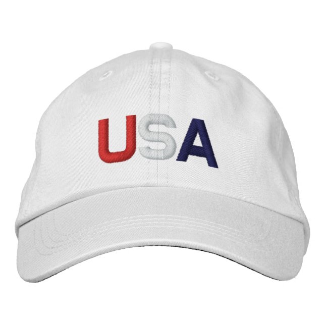 Bordada GORRA blanco bordado en azul rojo de Estados Unido (Anverso)