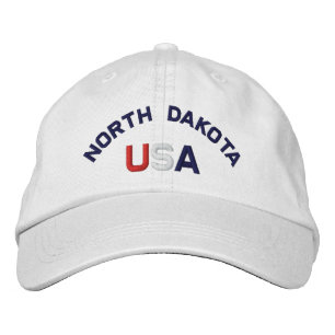 Bordada Gorra Blanco Embrodado de Dakota del Norte de Esta