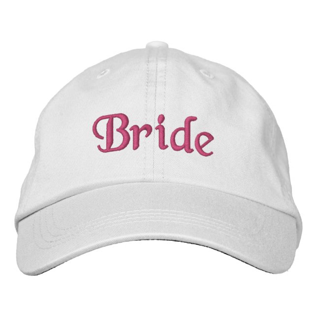 Bordada Gorra bordado de novia : blanco con letras rosas (Anverso)