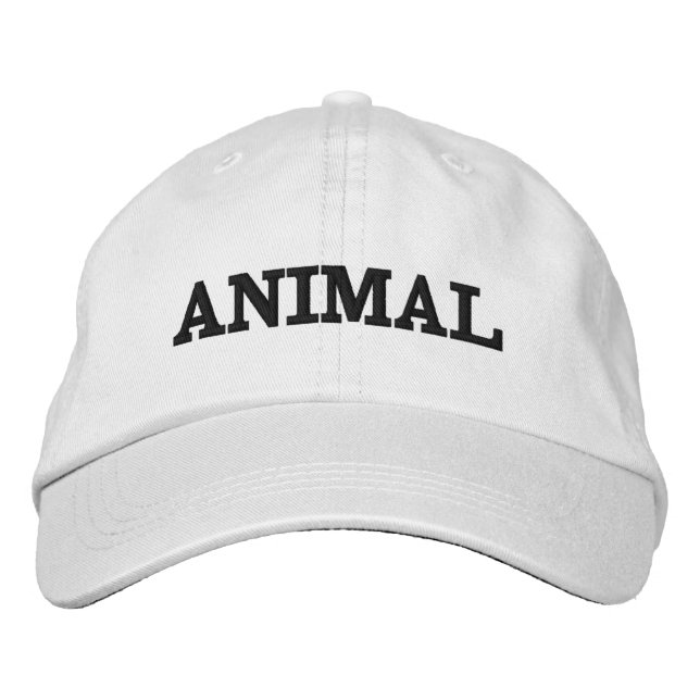 Bordada Gorra de béisbol Animal (Texto Negro) (Anverso)