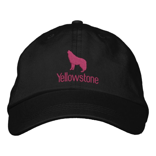 Bordada Gorra de Béisbol Borrosa de Lobo Amarillo (Anverso)