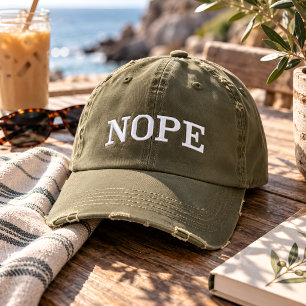 Bordada Gorra de béisbol con bordado NOPE y estilo desgast