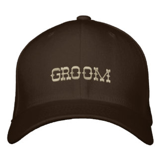 Bordada Gorra de béisbol de Groom en marrón chocolate
