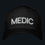 Bordada gorra de béisbol medicinal<br><div class="desc">Gorra de béisbol flexible,  con la parte delantera y trasera de MEDIC,  audaz y fácil de identificar médicos a distancia. Variedad de colores.</div>