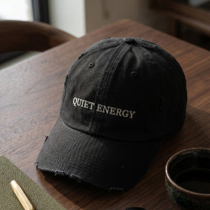 Bordada Gorra de béisbol negra con energía silenciosa desg