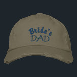 Bordada Gorra de bolas bordadas de papá de novia<br><div class="desc">El padre de la novia bordó gorra. Texto azul sobre la tapa de bola beige con un aspecto angustiado. Personalizar eligiendo entre 3 estilos y muchos colores en el área de diseño gorra a la derecha.</div>