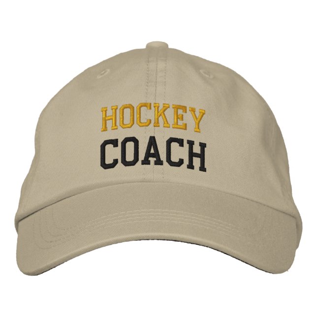 Bordada Gorra de entrenador de hockey sobre hierba de oro  (Anverso)