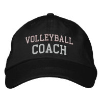 Gorra de entrenador de voleibol de texto rosa y bl