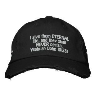 Bordada Gorra de la vida eterna (Letras blancas en negro)