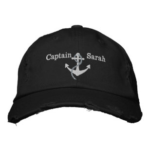 Bordada Gorra de nombres de ancla náutica, capitán rosado 