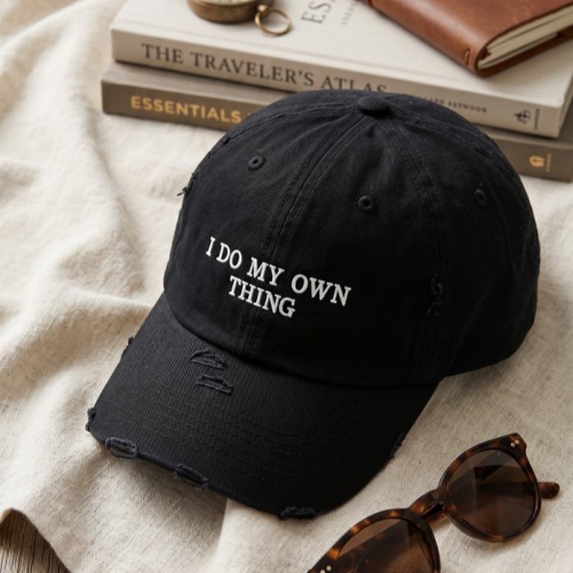 Bordada Gorra de papá negra con estilo desgastado (Subido por el creador)