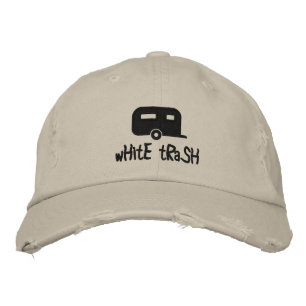 Bordada gorra de remolques de basura blanca