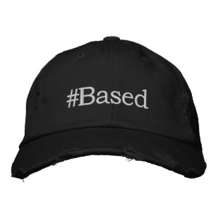 Bordada Gorra de tapón negro con logotipo blanco #Based