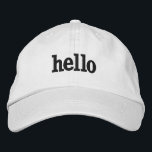 Bordada gorra del blanco hola<br><div class="desc">su un gorra básico</div>