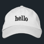 Bordada gorra del blanco hola<br><div class="desc">su un gorra básico</div>