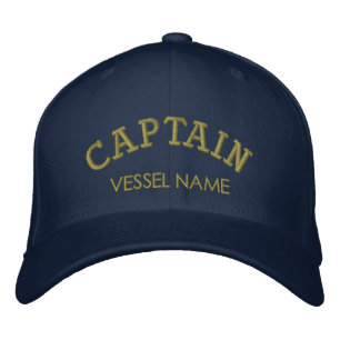 Bordada Gorra del capitán del nombre del barco personaliza