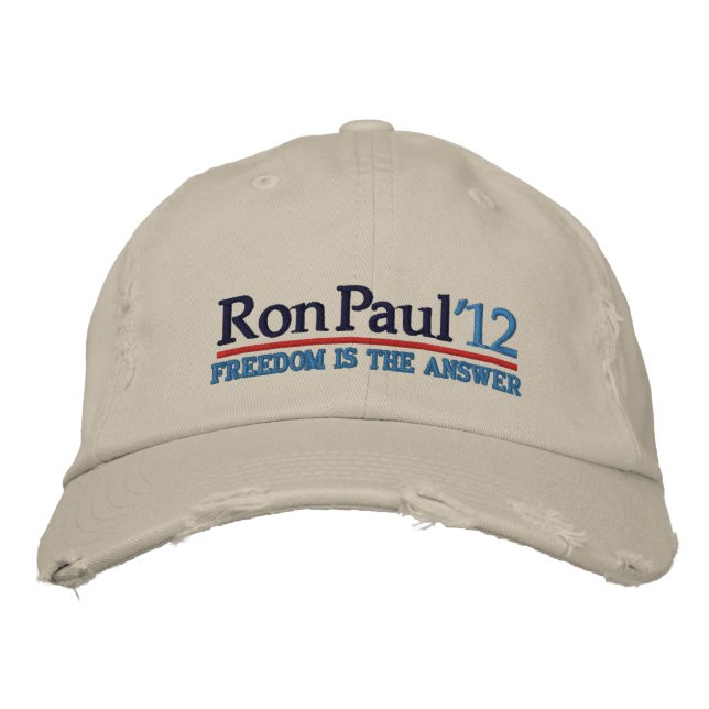 Bordada Gorra estilo campaña Ron Paul ’12 (Anverso)