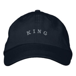 Bordada Gorra estilo casual ajustable con texto King Navy 