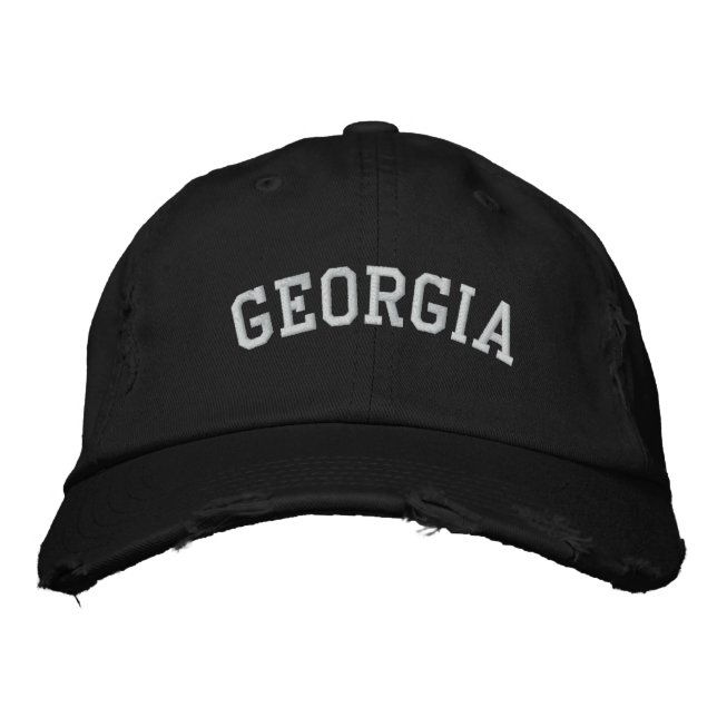 Bordada Gorra negra angustiada de Georgia (Anverso)