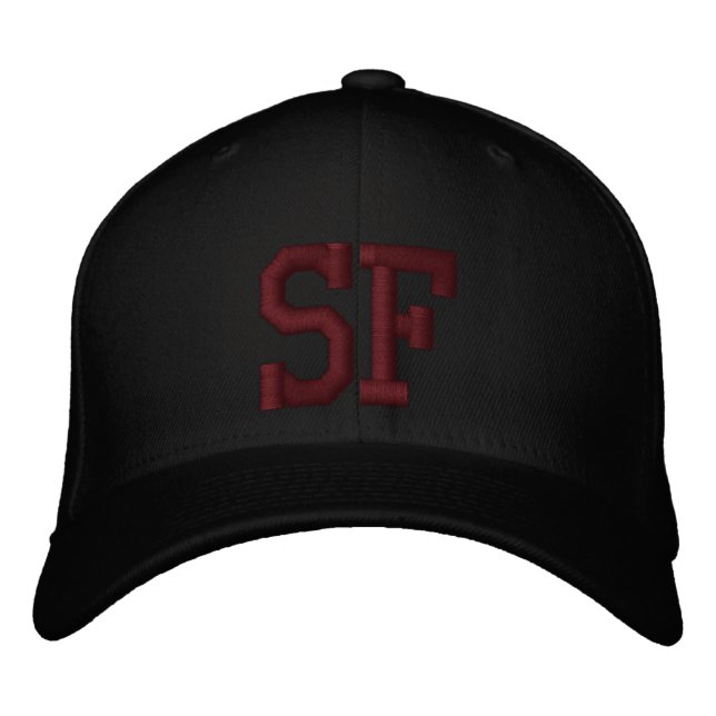 Bordada Gorra Personalizado SF - Negro y Rojo (Anverso)