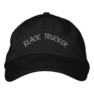 Bordada GORRA PREMIUM Ajustable BLACK TRUCKER Negra