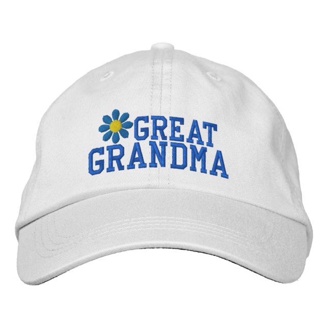 Bordada Gran Abuela Flor Azul Beber Gorra (Anverso)