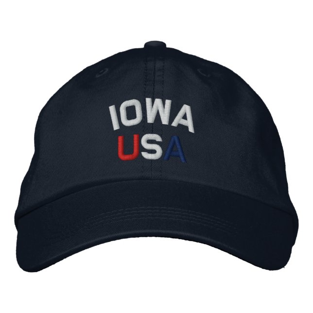 Bordada Iowa Estados Unidos bordó Gorra azul de la marina (Anverso)