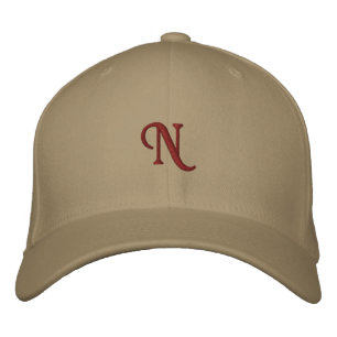 Bordada Lana roja flexible N Letra monograma Gorra inicial