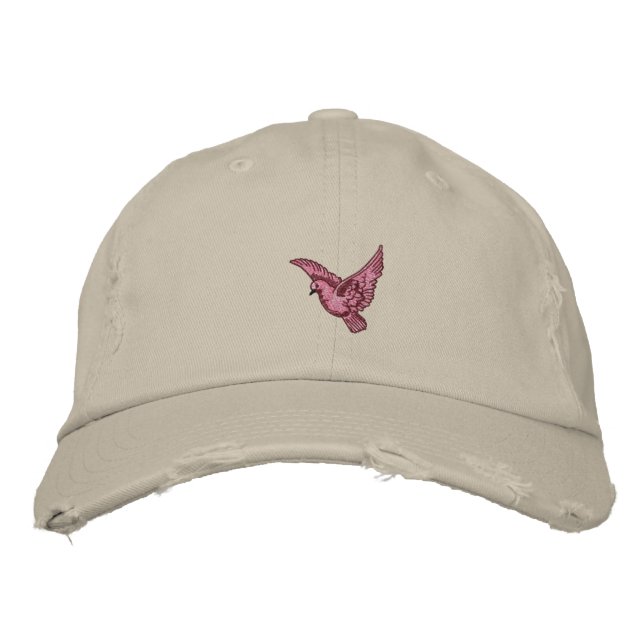 Bordada Mujeres de pájaro rosa volador bordearon a gorra a (Anverso)
