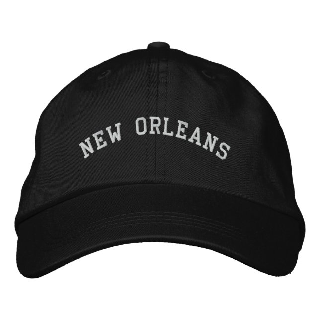 Bordada Nueva Orleans Borrada Gorra ajustable básica Negro (Anverso)