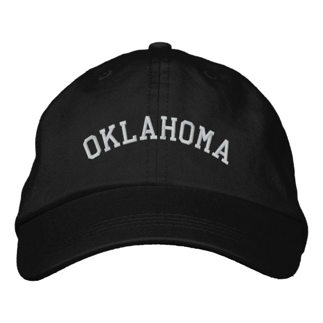 Bordada Oklahoma Bordado Gorra ajustable negro (Anverso)