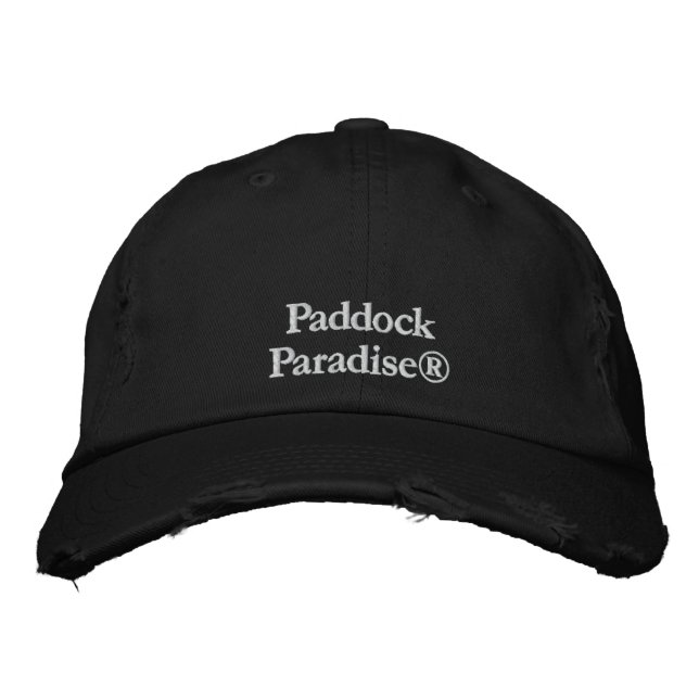 Bordada Paraíso Paddock gorra NEGRO ajustable personalizad (Anverso)