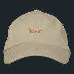 Bordada Royalty King Text Khaki Gorra Mens Boys Cotton Cap<br><div class="desc">Añade un toque regular a tu equipo con este capuchón caqui,  resaltado por el texto "Rey" en bordado premium. El gorra de algodón ajustable ofrece un ambiente cómodo para las aventuras cotidianas.</div>