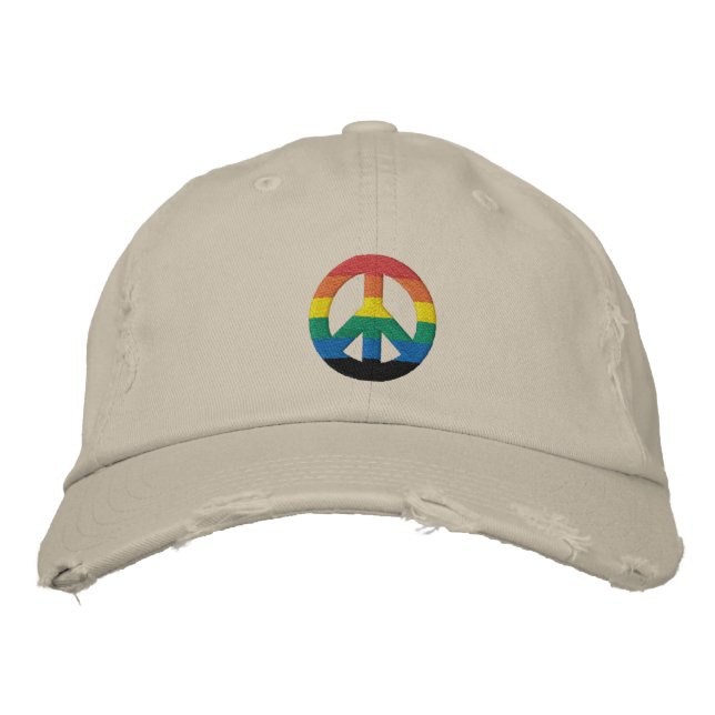 Bordada Signo de paz Rainbow GLBT Gorra (Anverso)