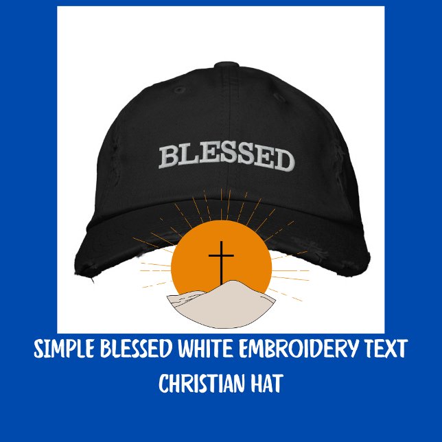 Bordada SIMPLE Blessed White Embroidery Textos Gorra crist (SIMPLE Blessed White Embroidery Text Christian Hat)