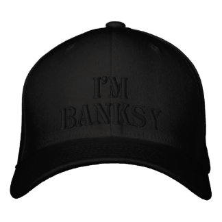 Bordada Soy Banksy Esténcil Básico Gorra Flexfit de Lana N