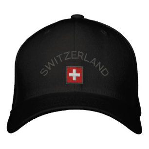 Bordada Suiza Gorra con bandera suiza
