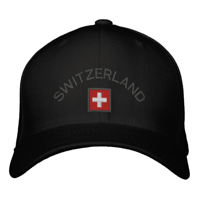 Bordada Suiza Gorra con bandera suiza (Anverso)