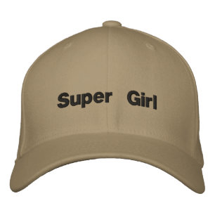 Bordada Super Girl Color Khaki Flexfit Wool Gorra de texto