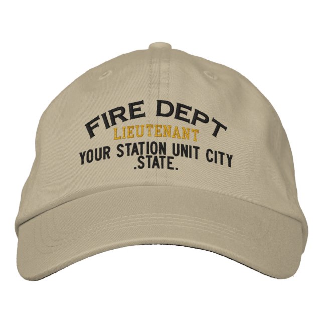 Bordada Teniente Gorra de bomberos personalizado (Anverso)