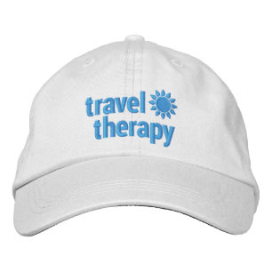 Bordada Terapia de viajes Borrada Gorra Blanco y Azul