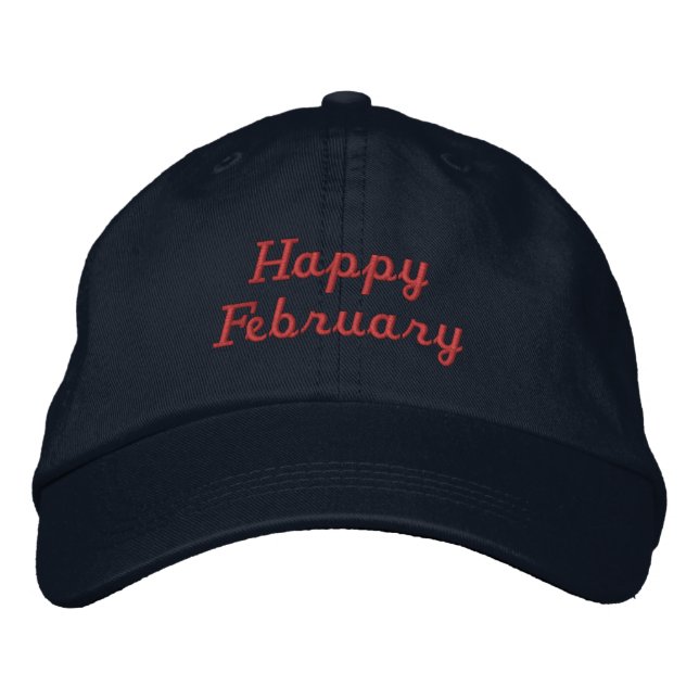 Bordada Texto personalizado Feliz Febrero Gorra Azul Marin (Anverso)