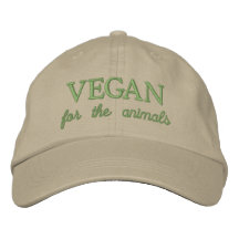 Vegan por los animales beige bordado gorra