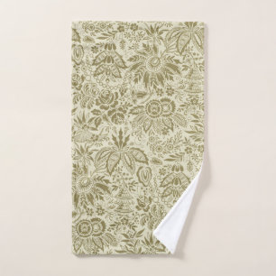 Bordado Botánico Toile Floral Patrón Verde Salvia