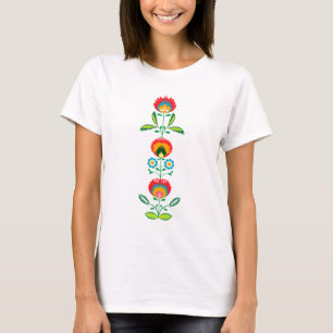 Bordado de flores polaco, camiseta