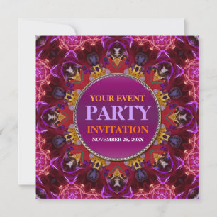 Bordado fractal Invitación de fiesta de mandala