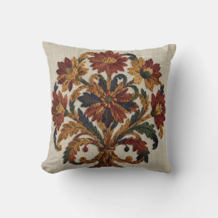 Bordado Jacobeo de Almohada Crewel Flores