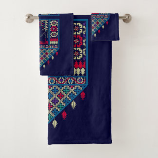 Bordado palestino diseño impreso Tatreez azul