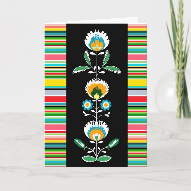 Bordados florales polacos, tarjeta de saludo (Anverso)